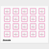 Carré Sticker monogramme Chevron rose et gris (Feuille)
