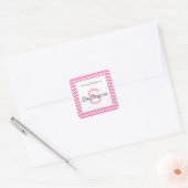 Carré Sticker monogramme Chevron rose et gris (Enveloppe)
