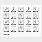 Carré Sticker Monogramme de mariage de San Francisco (Feuille)