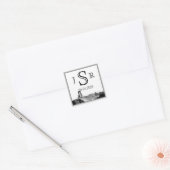 Carré Sticker Monogramme de mariage de San Francisco (Enveloppe)