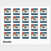 Carré Sticker Monogramme en bois peint rustique (Feuille)