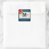 Carré Sticker Monogramme en bois peint rustique (Sac)