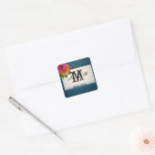 Carré Sticker Monogramme en bois peint rustique (Enveloppe)