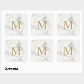 Carré Sticker Monogramme en marbre doré (Feuille)