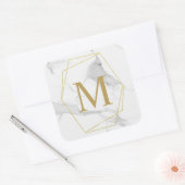 Carré Sticker Monogramme en marbre doré (Enveloppe)