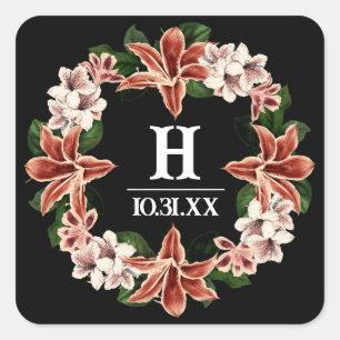 Carré Sticker Monogramme foncé et Moody Botanique Noir