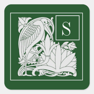 Carré Sticker Monogramme Heron Art Nouveau