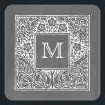 Carré Sticker Monogramme Inspiré De Chalkboard<br><div class="desc">Un autocollant au design inspiré du tableau de bord. Personnalisez avec votre initiale.</div>
