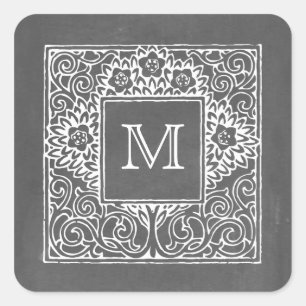 Carré Sticker Monogramme Inspiré De Chalkboard