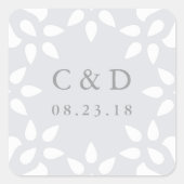 Carré Sticker Monogramme Mariage Arabesque | Gris (Devant)