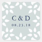 Carré Sticker Monogramme Mariage Arabesque | Mist (Devant)