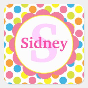 Carré Sticker Monogramme Personnalisé Points Bonbons