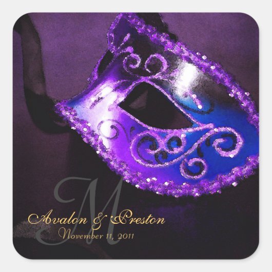 Carré Sticker Monogramme Purple Masquerade (Devant)