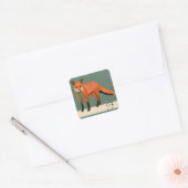Carré Sticker Monogramme Renard Rétro (Enveloppe)