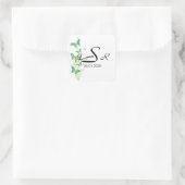 Carré Sticker Monogramme Vine Papillon bleu et vert (Sac)