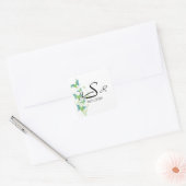 Carré Sticker Monogramme Vine Papillon bleu et vert (Enveloppe)