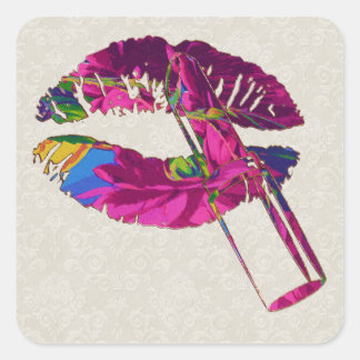 Carré Sticker Motif Lèvres Florales