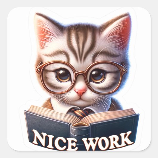 Carré Sticker multi sujets Kitten "Nice Work" (Devant)