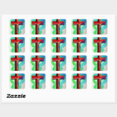 Carré Sticker multicolore Watercolor Cross (Feuille)