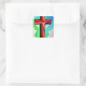 Carré Sticker multicolore Watercolor Cross (Sac)