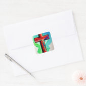 Carré Sticker multicolore Watercolor Cross (Enveloppe)
