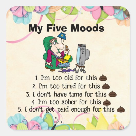 Carré Sticker My Five Moods (Devant)