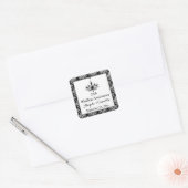 Carré Sticker noir, argent Damask 25e anniversaire (Enveloppe)