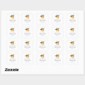 Carré Sticker orange plaque baby shower (Feuille)