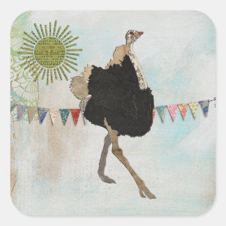 Carré Sticker Ornate Ostrich Sunshine