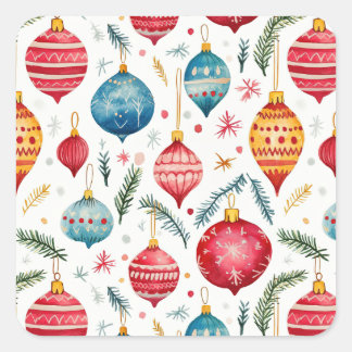 Carré Sticker ornementaux de Noël Whimsical