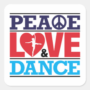 Carré Sticker Paix, Amour et Danse