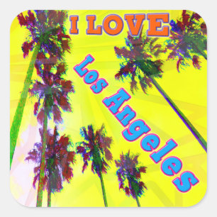 Carré Sticker "Palm Sky : I LOVE Los Angeles 2"
