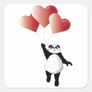 Carré Sticker Panda and Balloons