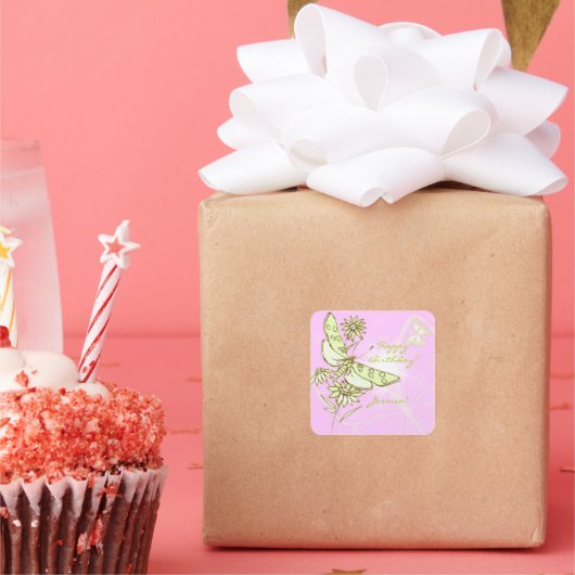 Carré Sticker Papillon citron vert (Fête)