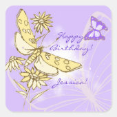 Carré Sticker Papillon Peach Purple (Devant)
