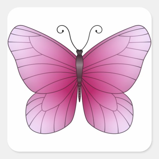 Carré Sticker papillon rose (Devant)