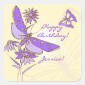 Carré Sticker Papillon violet Peach (Devant)