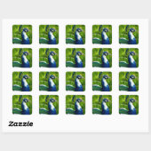 Carré Sticker Peacock bleu moderne (Feuille)