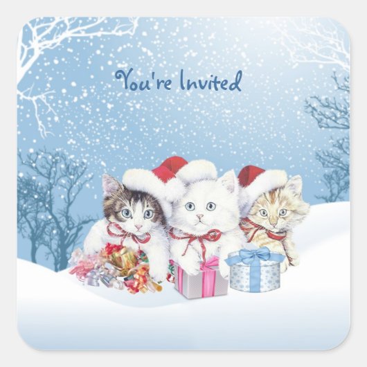 Carré Sticker Père Noël Kittens de Noël (Devant)