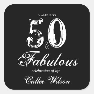 Carré Sticker personnalisable Vintage 50e anniversaire