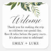 Carré Sticker personnalisé pour Mariage tropical (Devant)