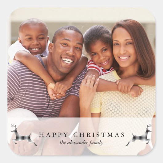 Carré Sticker photo de Noël Rustic Deer (Devant)