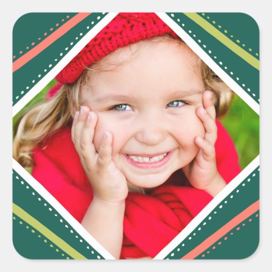 Carré Sticker photo de vacances coloré (Devant)