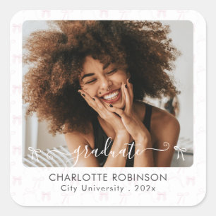 Carré Sticker photo élégante avec Bow rose