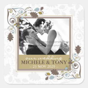 Carré Sticker photo Mariage de l'automne
