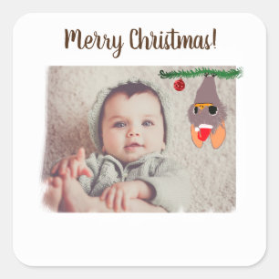 Carré Sticker photo personnalisé Joyeux Noël