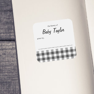 Carré Sticker plaque de Baby shower plaqué rustique