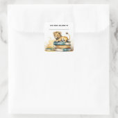 Carré Sticker plaque de Lion et Livres modifiable (Sac)