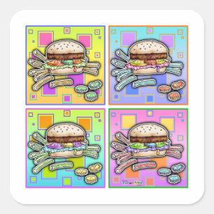 Carré STICKER Pop Art HAMBURGER