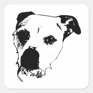 Carré Sticker Portrait Gras Terrier Mélangé